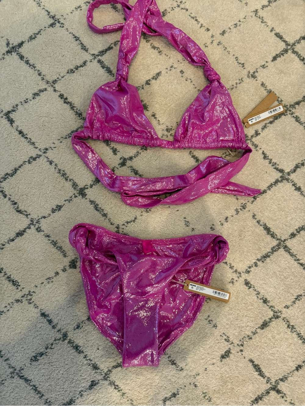 SKIMS Shimmery Magenta Triangle Bikini Set